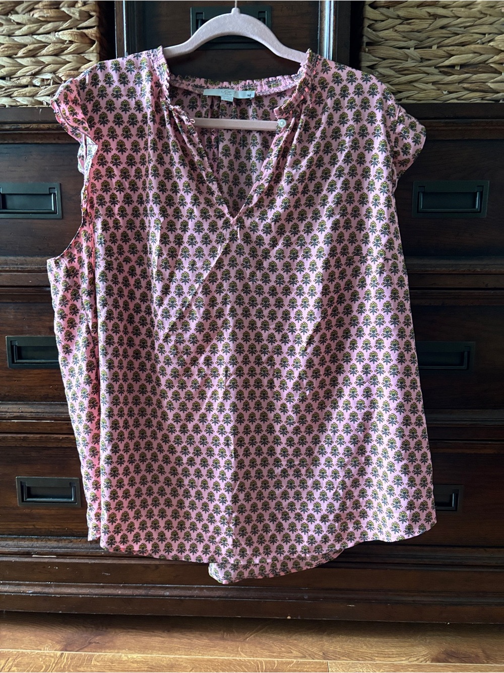 LOFT Pink Printed Sleeveless V-Neck Tank